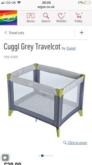 second hand travel cot